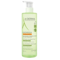 A Derma A-Derma Exomega Gel Limpiador Emoliente Cuerpo Y Cabello 500 Ml