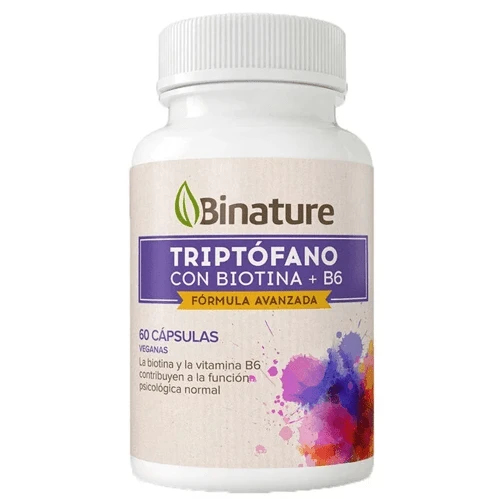 Binature Triptófano, Biotina Y Vitamina B6 60 Cápsulas 3 Binature Triptófano, Biotina Y Vitamina B6 60 Cápsulas