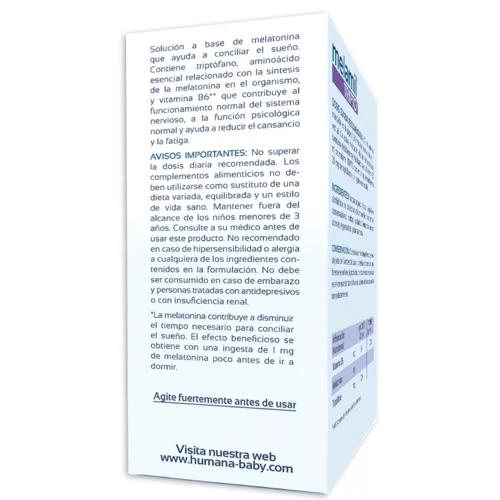 Humana Baby Melamil Tripto Melatonina, Triptófano Y Vitamina B6 30 Ml 5 Humana Baby Melamil Tripto Melatonina, Triptófano Y Vitamina B6 30 Ml - Imagen 3