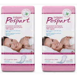 Indasec Compresas 100% De Algodón Postparto Primeros Días 2x12 Uds