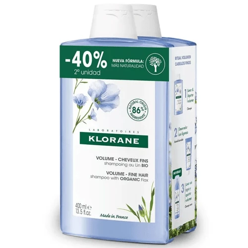 Klorane Champú Al Lino Bio 2x400 Ml 3 Klorane Champú Al Lino Bio 2x400 Ml