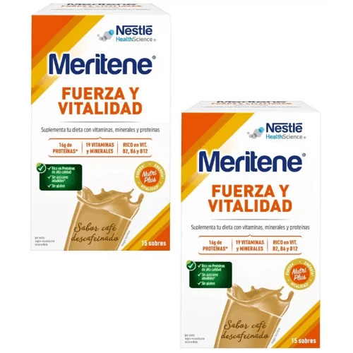 Meritene Fuerza Y Vitalidad Polvo Café Descafeinado 2x15 Sobres 3 Meritene Fuerza Y Vitalidad Polvo Café Descafeinado 2x15 Sobres
