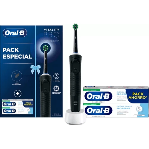 Oral B Oral-B Pack Cepillo Vitality Pro + Pasta Dental Reapir Duplo 2x100 Ml 3 Oral B Oral-B Pack Cepillo Vitality Pro + Pasta Dental Reapir Duplo 2x100 Ml