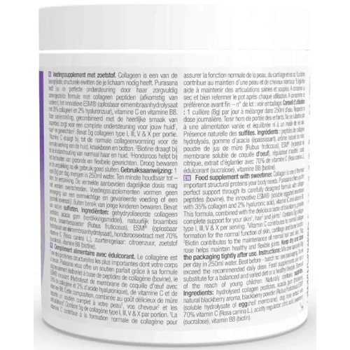 Purasana Feel Beautiful Colágeno Zarzamora 240 Gr 4 Purasana Feel Beautiful Colágeno Zarzamora 240 Gr - Imagen 2