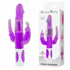 Love Vibrador Rotativo Triple Pretty Bunny Color Morado