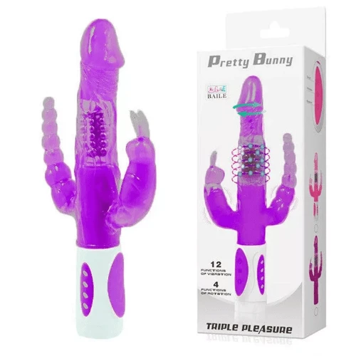 Love Vibrador Rotativo Triple Pretty Bunny Color Morado 6 Love Vibrador Rotativo Triple Pretty Bunny Color Morado - Imagen 4